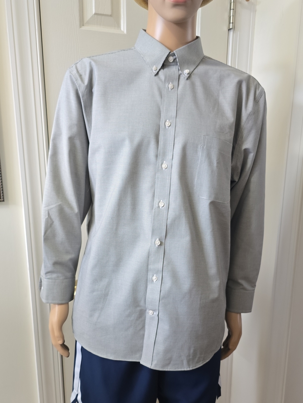 STAFFORD BRAND MEN'S LONG SLEEVES EED & BLUE PLAID FRONT BUTTON SHIRT SIZE XL